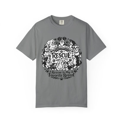 T-Shirt — "Rescue Is My Favorite Breed" Dog Rescue Graphic Tee