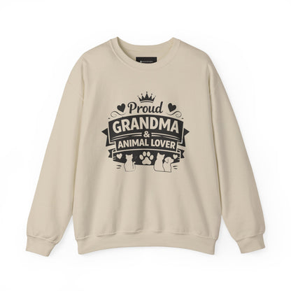 Grandma Animal Lover Sweatshirt — "Proud Grandma & Animal Lover" Crewneck