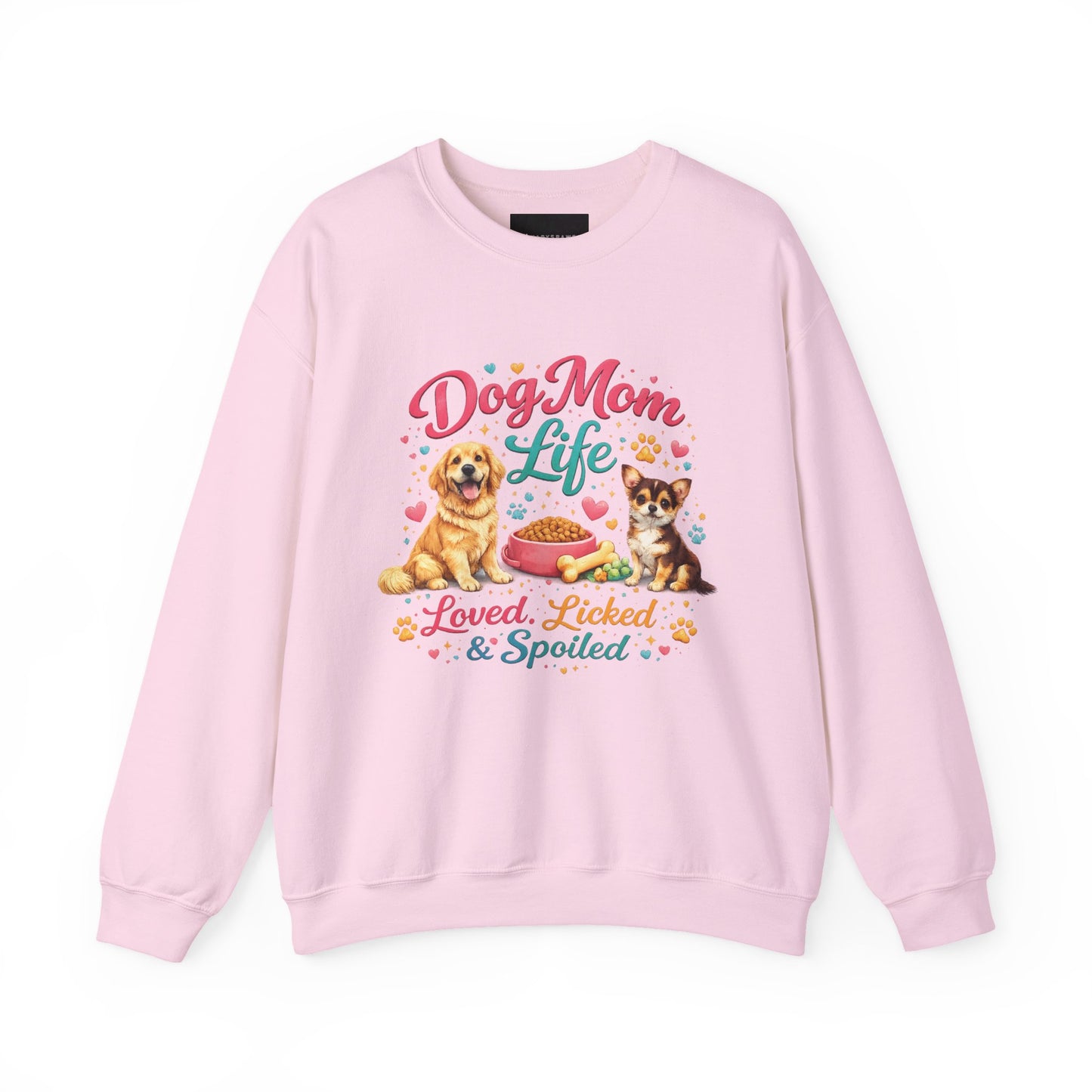 Dog Mom Life Sweatshirt – "Loved, Licked & Spoiled" Cute Pet Mom Crewneck