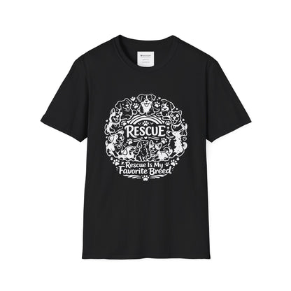 Rescue Dogs T-Shirt — "Rescue is My Favorite Breed" Pet Rescue Tee