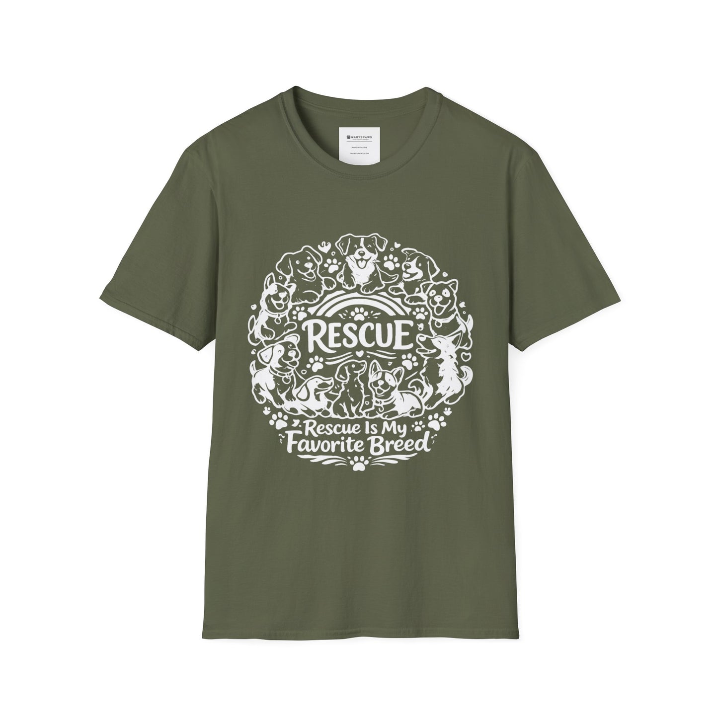 Rescue Dogs T-Shirt — "Rescue is My Favorite Breed" Pet Rescue Tee