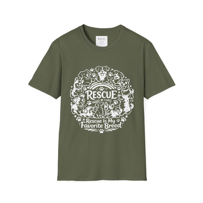 Rescue Dogs T-Shirt — "Rescue is My Favorite Breed" Pet Rescue Tee