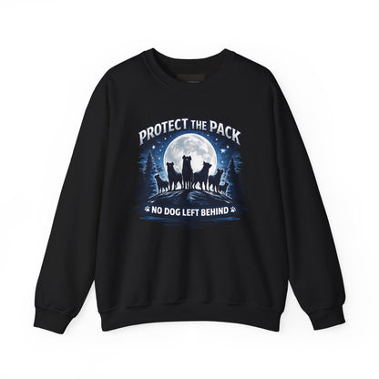 Crewneck Sweatshirt — "Protect the Pack: No Dog Left Behind" Wolves Moon Design