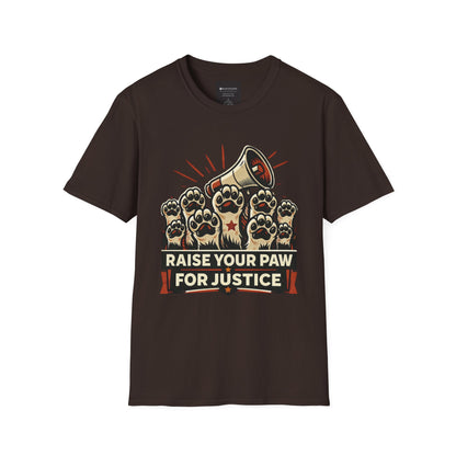 T-Shirt — "Raise Your Paw for Justice" Protest Cat Paw Graphic Shirt