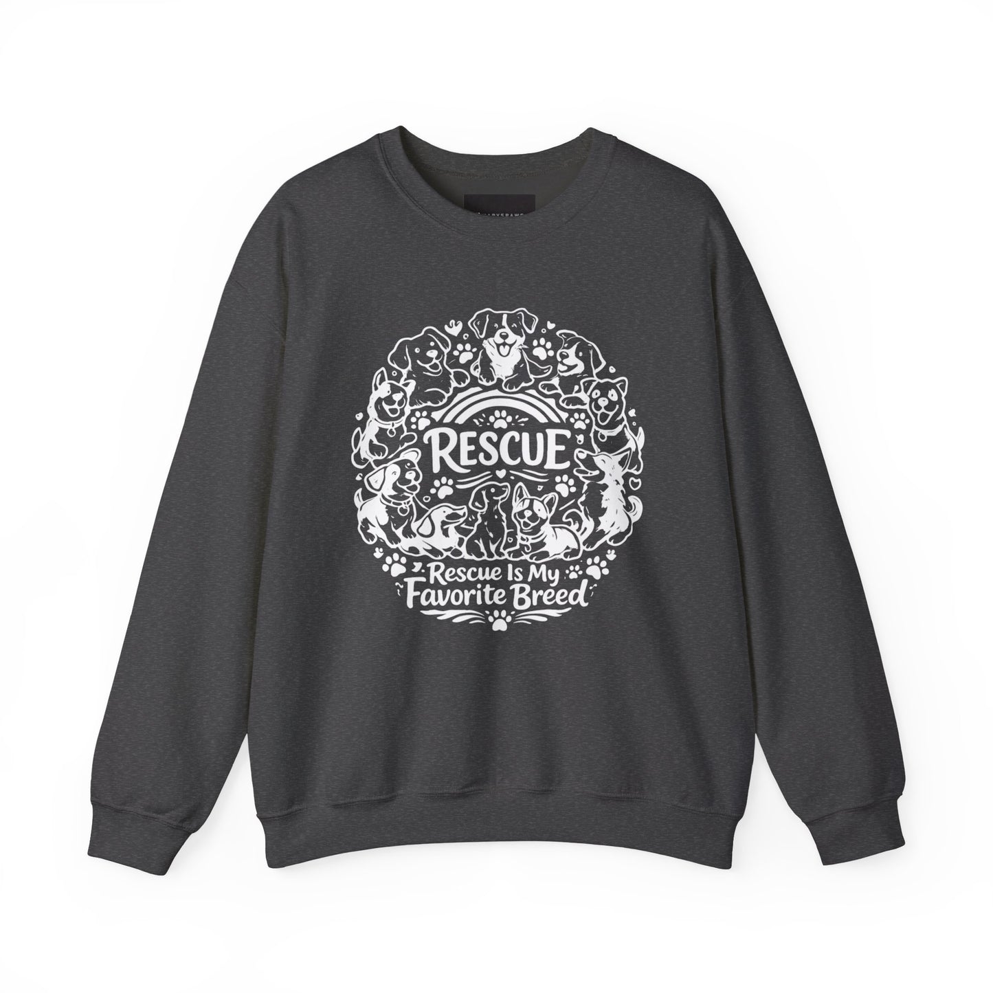 Rescue Dogs Crewneck Sweatshirt — "Rescue Is My Favorite Breed" Cozy Animal Rescue Pullover