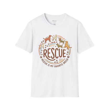 Rescue Dogs T-Shirt — "Rescue is My Favorite Breed" Pet Rescue Tee