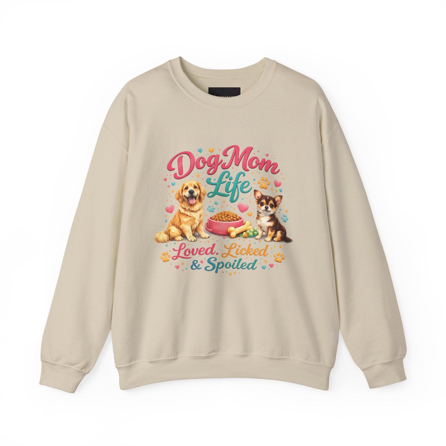 Dog Mom Life Sweatshirt – "Loved, Licked & Spoiled" Cute Pet Mom Crewneck