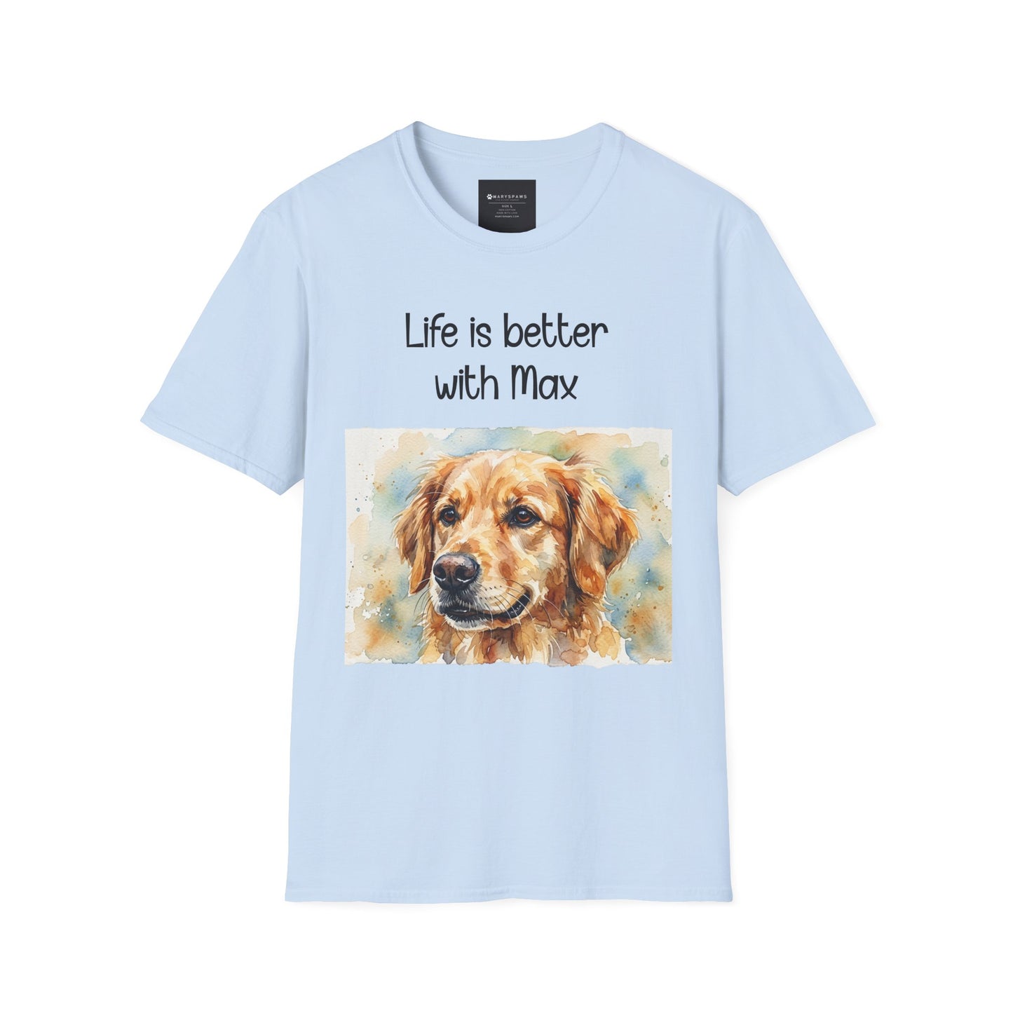 PERSONALIZE IT — "Life is Better with Max" Golden Retriever Portrait Tee