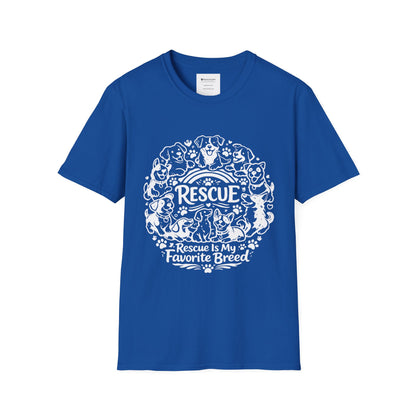 Rescue Dogs T-Shirt — "Rescue is My Favorite Breed" Pet Rescue Tee
