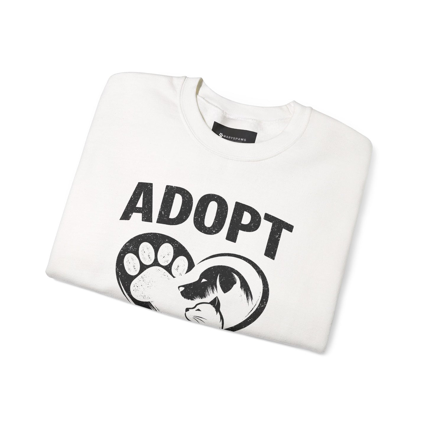 Adopt Don't Shop Sweatshirt — Rescue Pet Paw & Cat Heart Crewneck