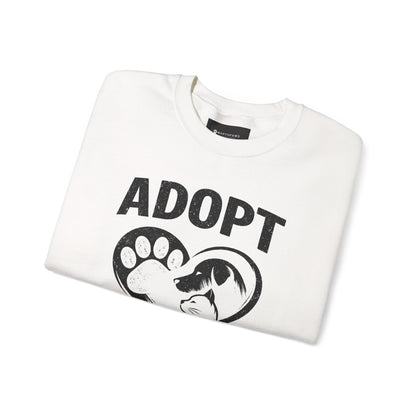 Adopt Don't Shop Sweatshirt — Rescue Pet Paw & Cat Heart Crewneck