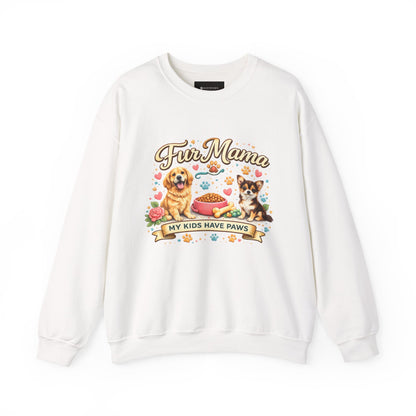 Dog Mom Sweatshirt – “Fur Mama My Kids Have Paws” Cute Puppy Graphic Crewneck