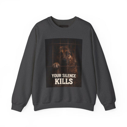 Crewneck Sweatshirt — "Your Silence Kills" Animal Rescue Awareness Design