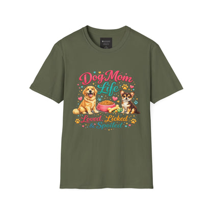 Dog Mom Life T-Shirt — "Loved, Licked & Spoiled" Cute Puppy Graphic Tee