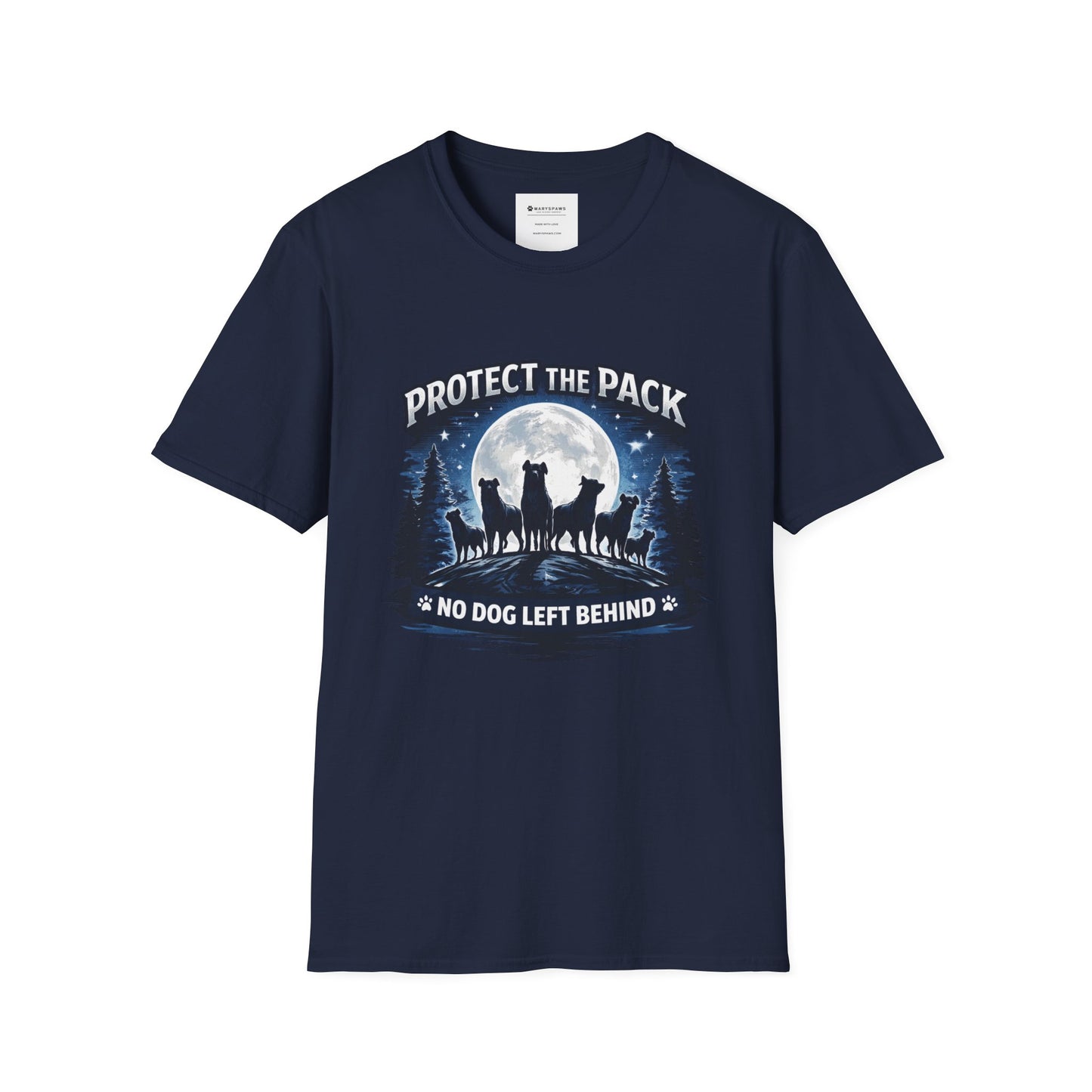 Protect the Pack T-Shirt – "No Dog Left Behind" Moonlit Wolf & Dog Rescue Tee