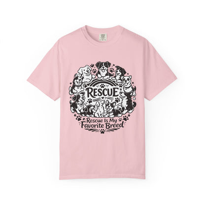 T-Shirt — "Rescue Is My Favorite Breed" Dog Rescue Graphic Tee