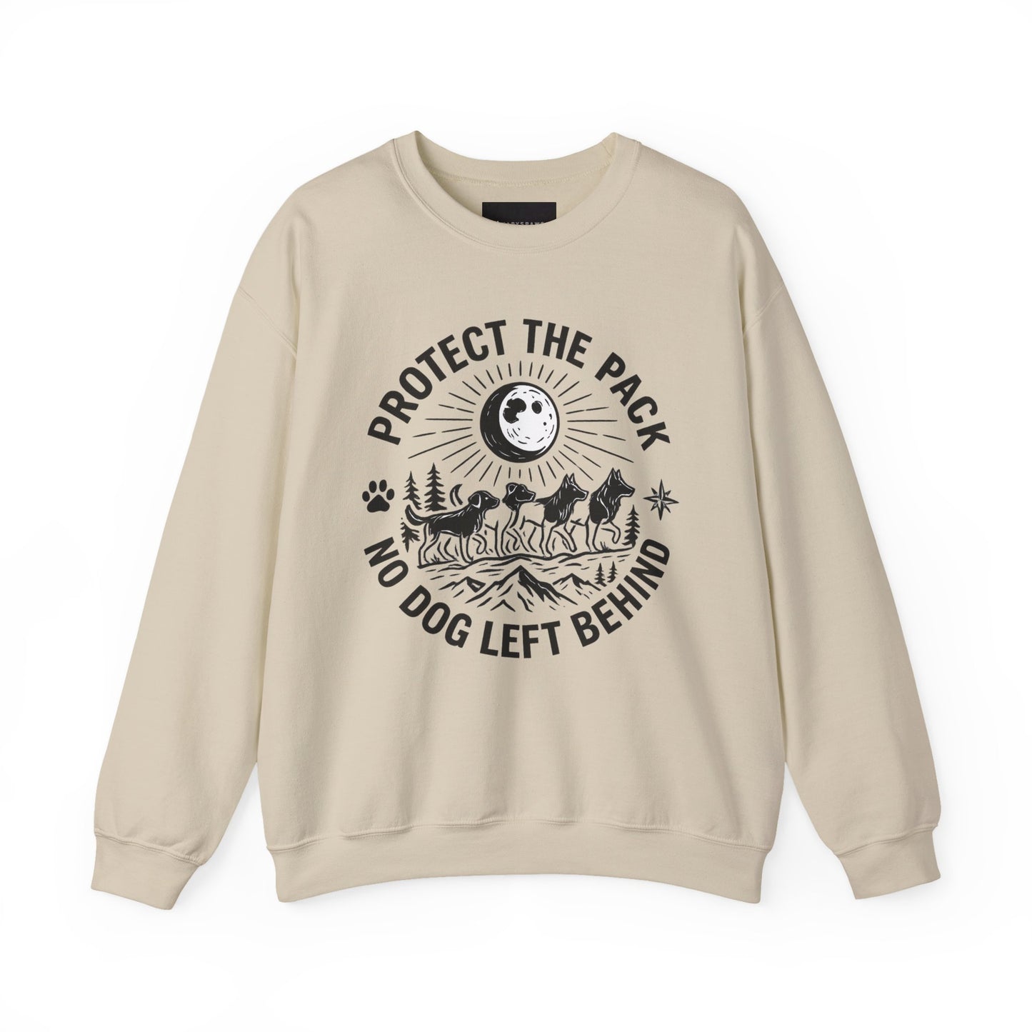 Crewneck Sweatshirt — Protect the Pack "No Dog Left Behind" Dog Rescue Design