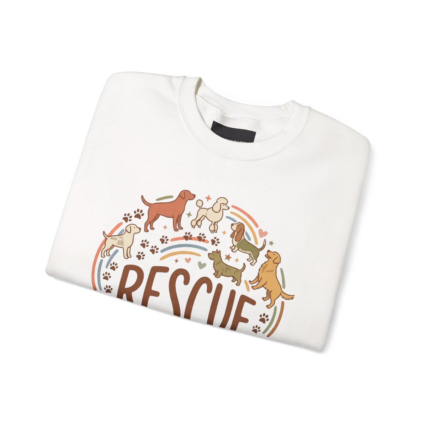 Rescue Dogs Crewneck Sweatshirt — "Rescue Is My Favorite Breed" Cozy Animal Rescue Pullover