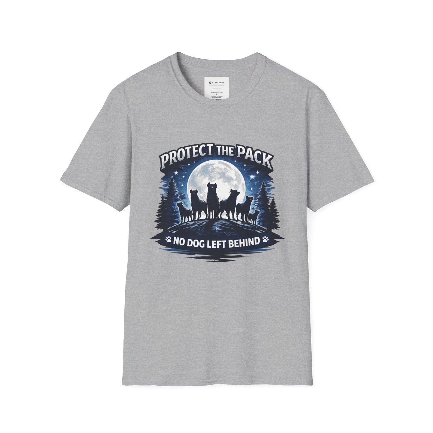 Protect the Pack T-Shirt – "No Dog Left Behind" Moonlit Wolf & Dog Rescue Tee
