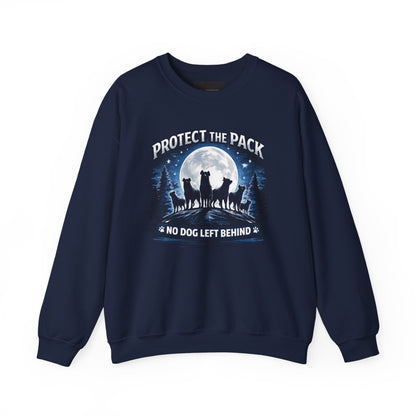 Crewneck Sweatshirt — "Protect the Pack: No Dog Left Behind" Wolves Moon Design