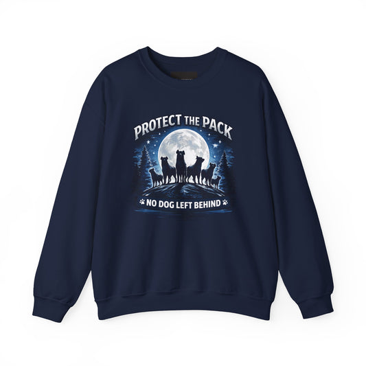 Crewneck Sweatshirt — "Protect the Pack: No Dog Left Behind" Wolves Moon Design