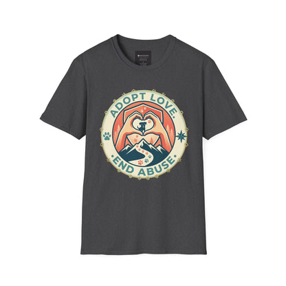 Adopt Love • End Abuse T‑Shirt — Rescue Pet Advocacy Tee