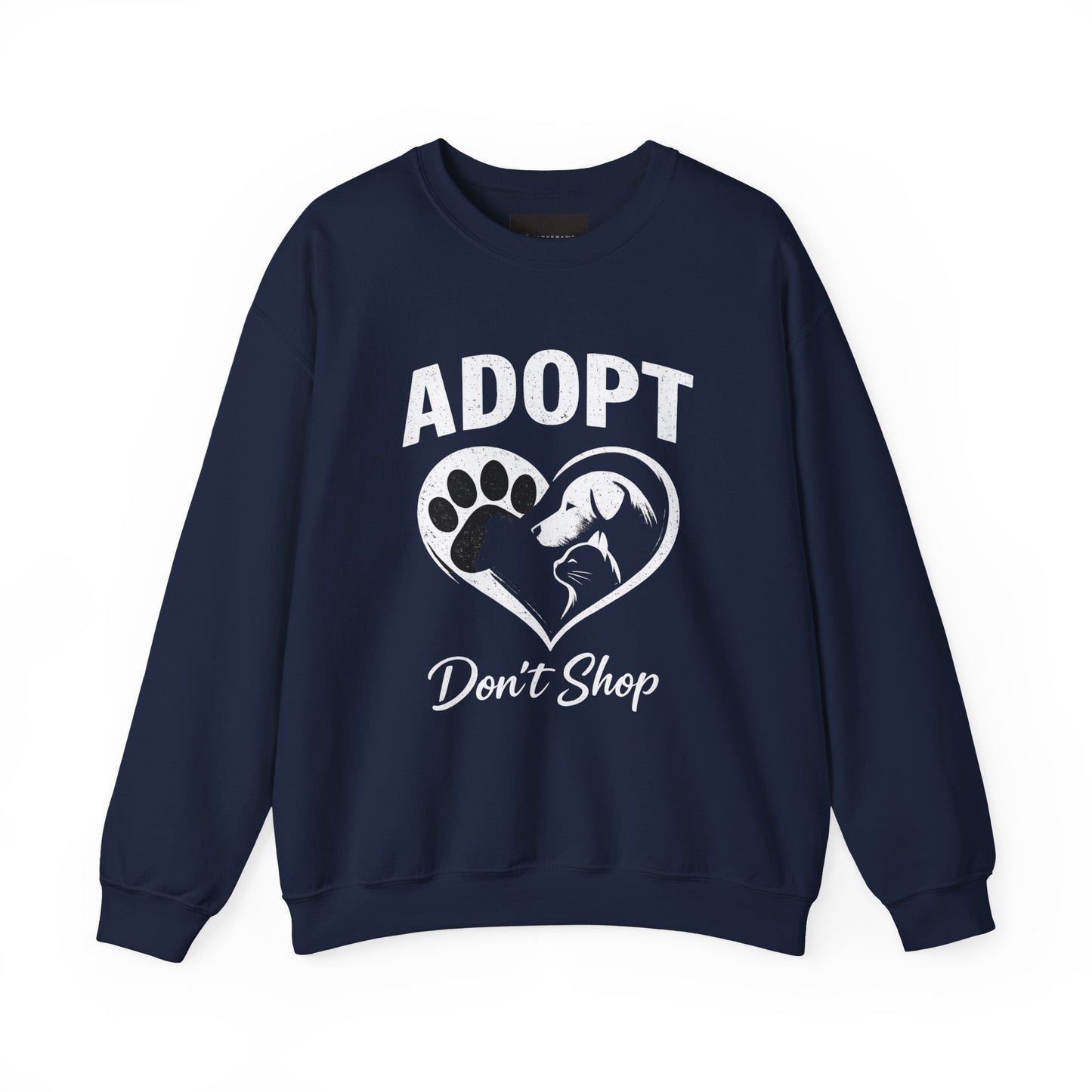 Adopt Don't Shop Sweatshirt — Rescue Pet Paw & Cat Heart Crewneck