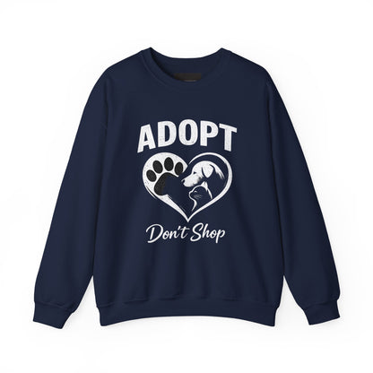 Adopt Don't Shop Sweatshirt — Rescue Pet Paw & Cat Heart Crewneck