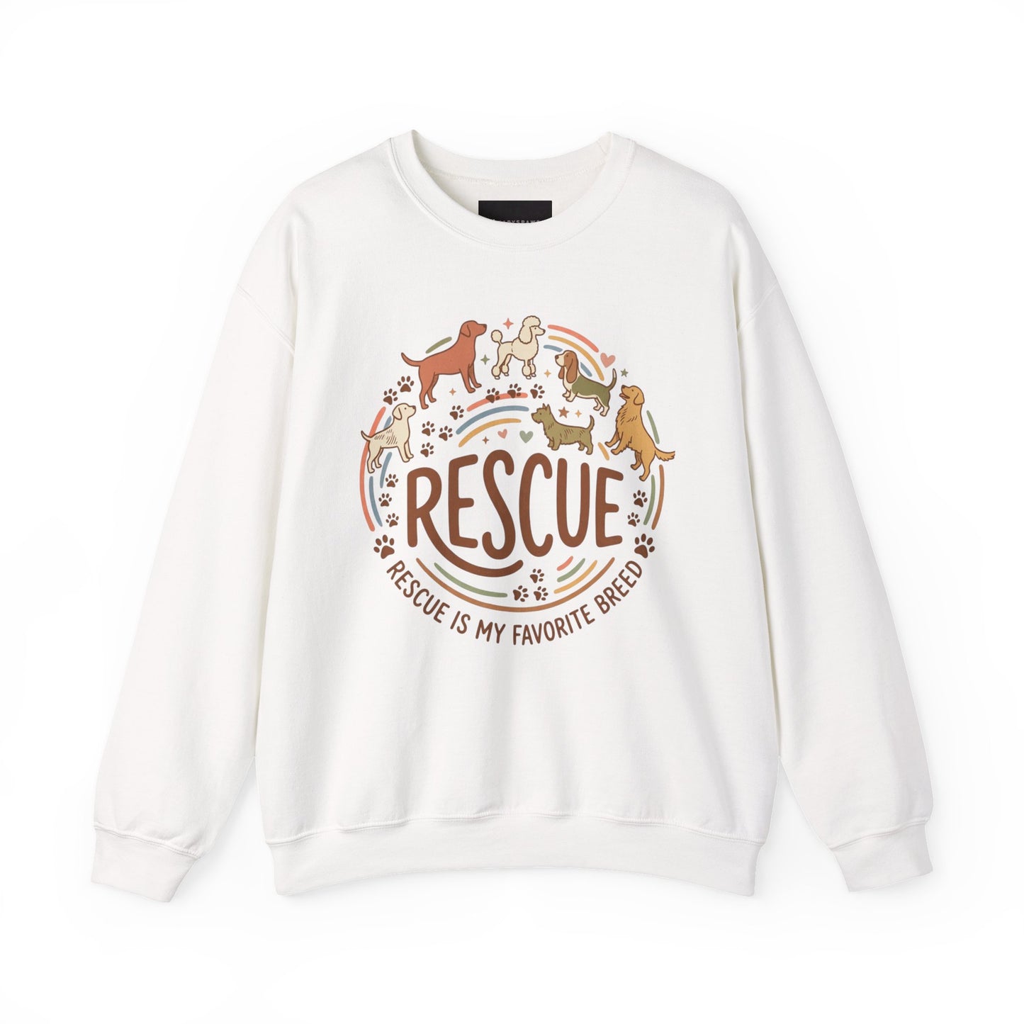 Rescue Dogs Crewneck Sweatshirt — "Rescue Is My Favorite Breed" Cozy Animal Rescue Pullover