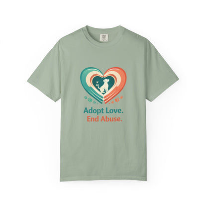 Adopt Love. End Abuse. Heart Pet Rescue T-Shirt